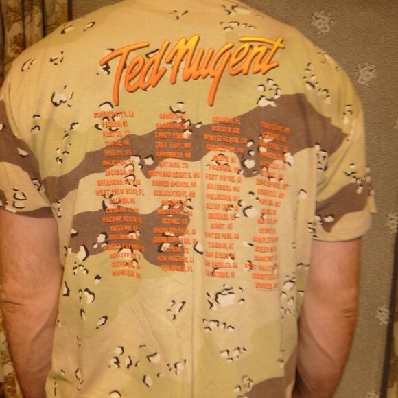 Vintage  Ted Nugent by ROTHCO Men's 2003 Nuge Shock & Awe Tour  T-Shirt Tan XXL - Picture 2 of 6